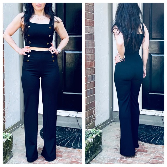 Fabulous sailor style gold buttons wide leg pant - Picture 4 of 8